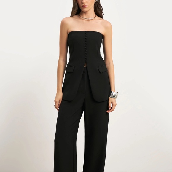 NWT Because of Alice BOA Strapless Peplum Bodice + Effortless Wide Leg Trouser - Picture 2 of 14
